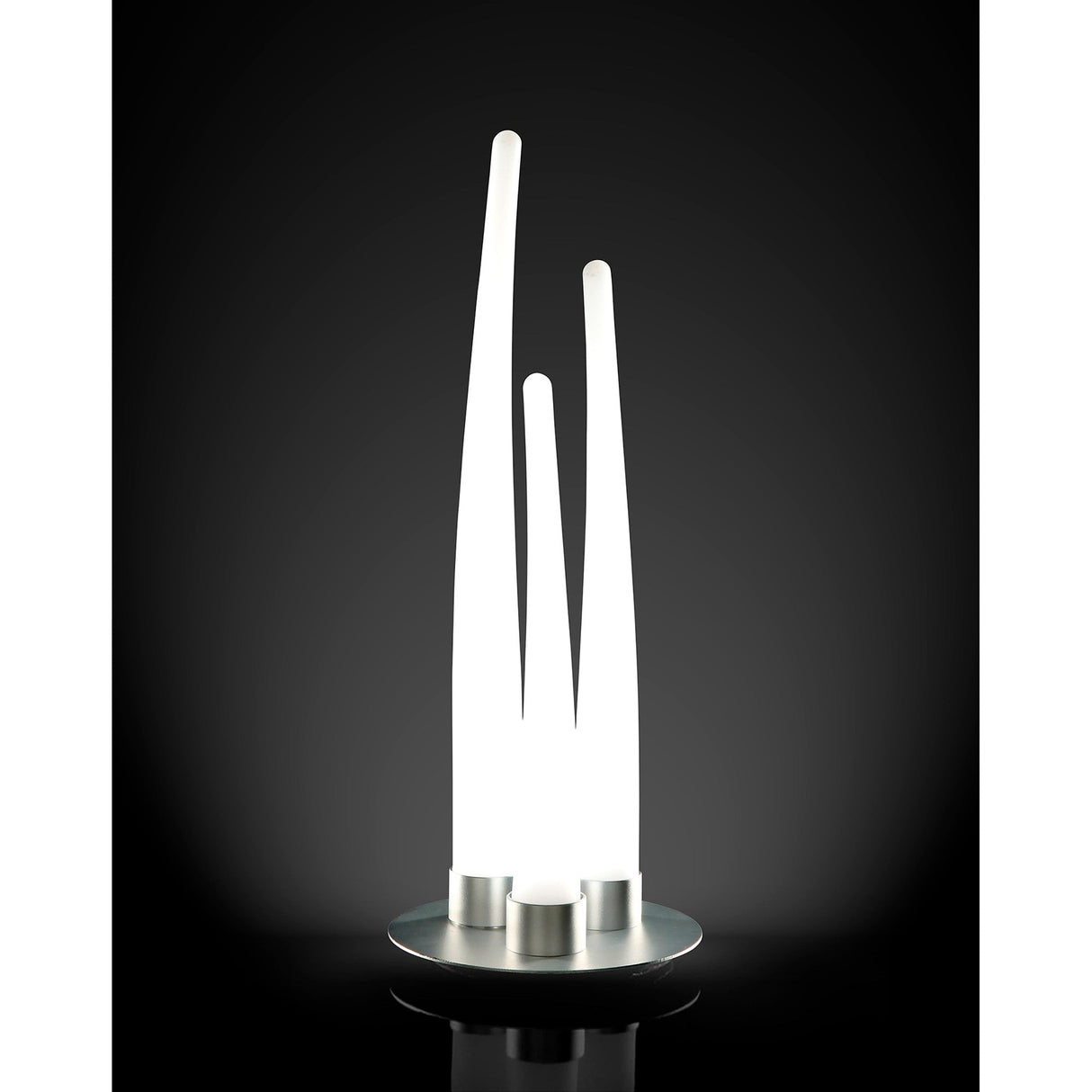 Estalacta 3 Light Outdoor Table Lamp - Silver/Opal White