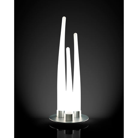 Estalacta 3 Light Outdoor Table Lamp - Silver/Opal White