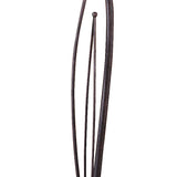 The Estilo 2 Light Floor Lamp in Brown & Black Oxide features a tall, slender design with curved metal lines and a central sphere near the top, evoking an abstract modern sculpture against a white background.