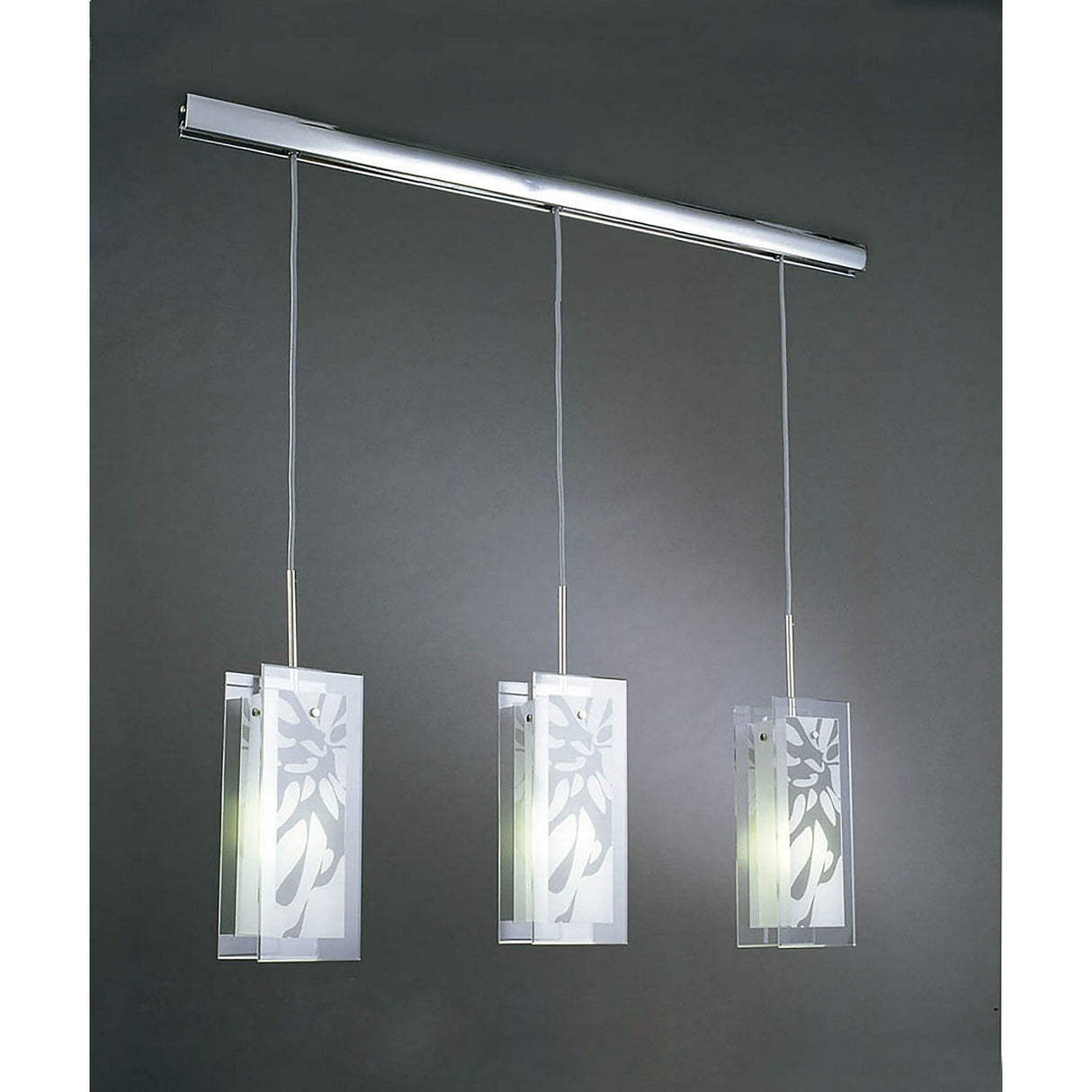 Euphoria 3 Light Glass Bar Pendant Light - Chrome & Opal White
