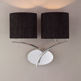 Eve 2 Light Wall Light - Chrome With Black Shades