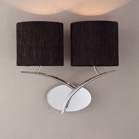 Eve 2 Light Wall Light - Chrome With Black Shades