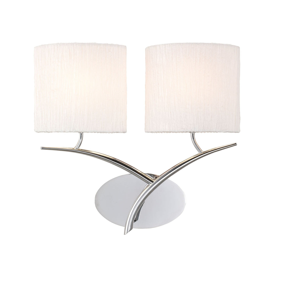 Eve 2 Light Wall Light - Chrome With White Shades