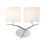 Eve 2 Light Wall Light - Chrome With White Shades
