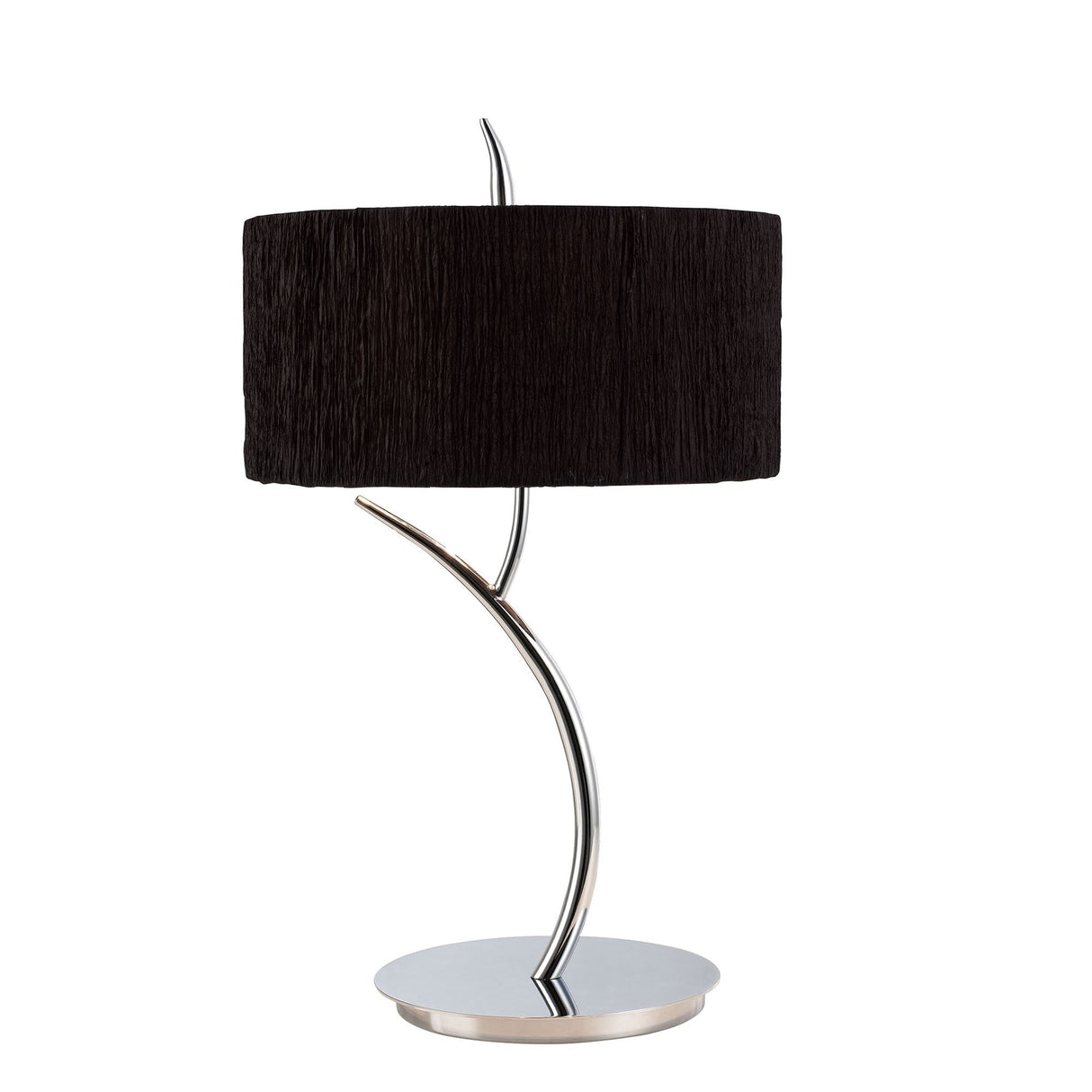 Eve 2 Light Table Lamp - Polished Chrome With Black Round Shade