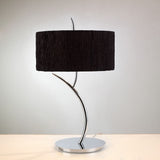 Eve 2 Light Table Lamp - Polished Chrome With Black Round Shade