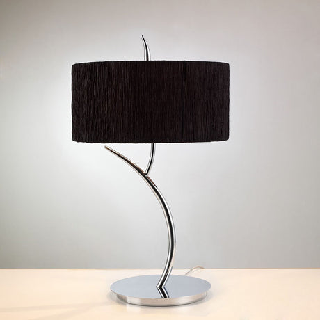 Eve 2 Light Table Lamp - Polished Chrome With Black Round Shade