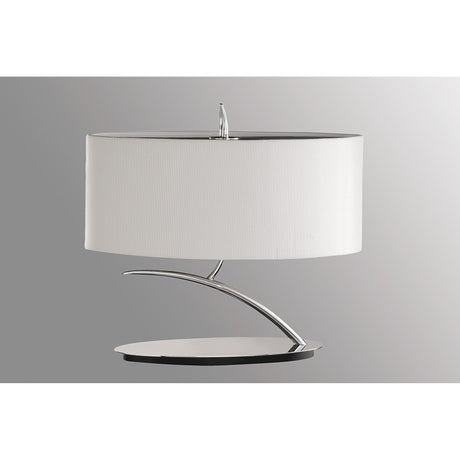 Eve 2 Light Table Lamp - Polished Chrome White Oval Shade