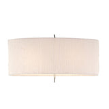 The Eve 2 Light Floor Lamp features a sleek chrome base and a white oval shade with a subtle texture, perfect for contemporary spaces, shown from the front against a plain white background.