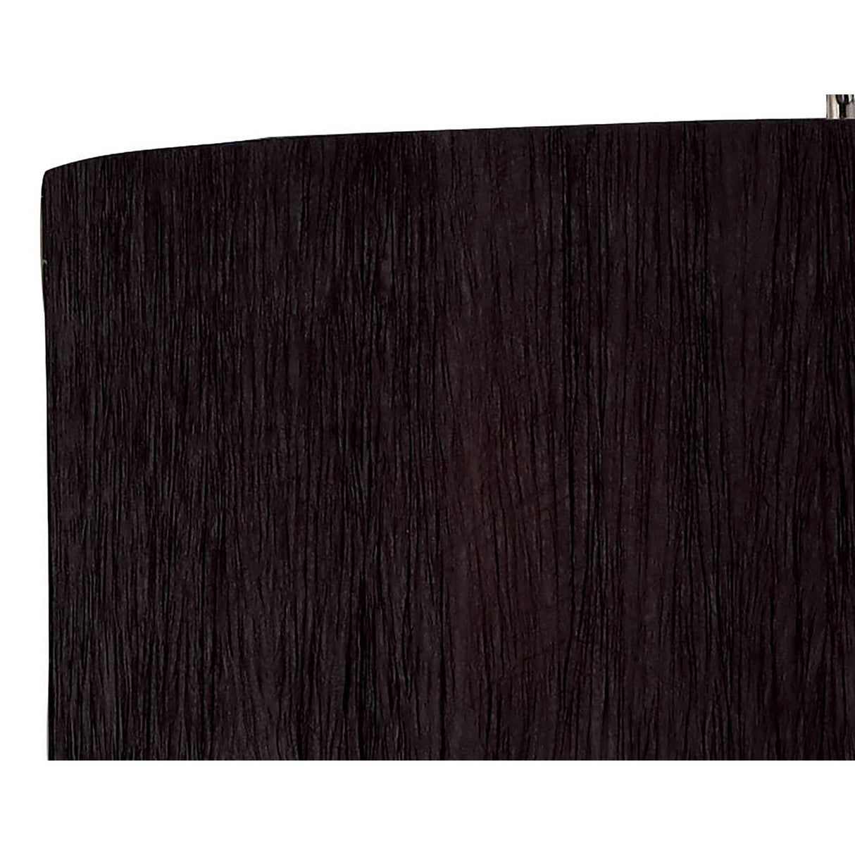 Close-up of the dark brown, textured wood base with visible grain on the Eve 2 Light Floor Lamp – Chrome with Black Oval Shade, featuring a curved top edge, set against a white background.