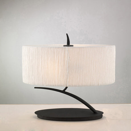Eve 2 Light Table Lamp - Anthracite With White Oval Shade