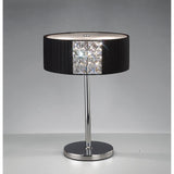 Evelyn 2 Light Crystal Table Lamp - Polished Chrome With Black Shade