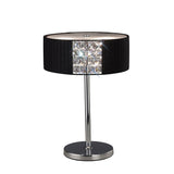 Evelyn 2 Light Crystal Table Lamp - Polished Chrome With Black Shade