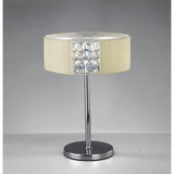 Evelyn 2 Light Crystal Table Lamp - Polished Chrome With Cream Shade
