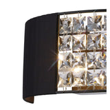 Evelyn 2 Light Crystal Wall Light - Chrome With Black Shade