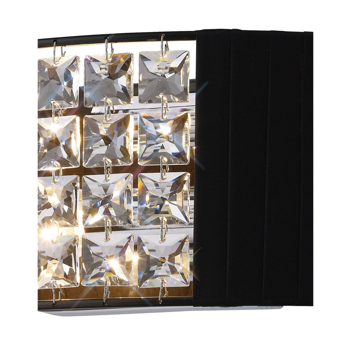 Evelyn 2 Light Crystal Wall Light - Chrome With Black Shade