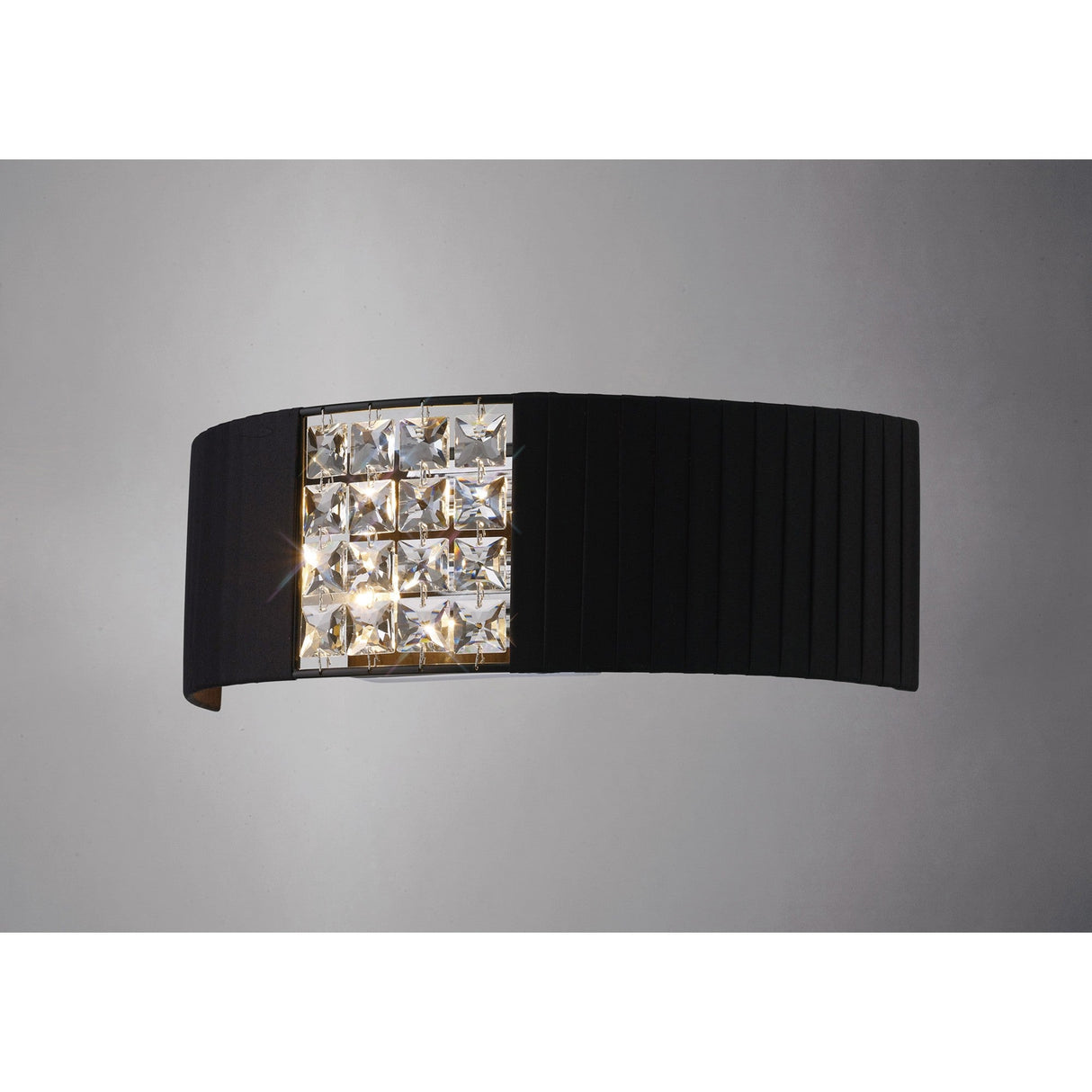 Evelyn 2 Light Crystal Wall Light - Chrome With Black Shade