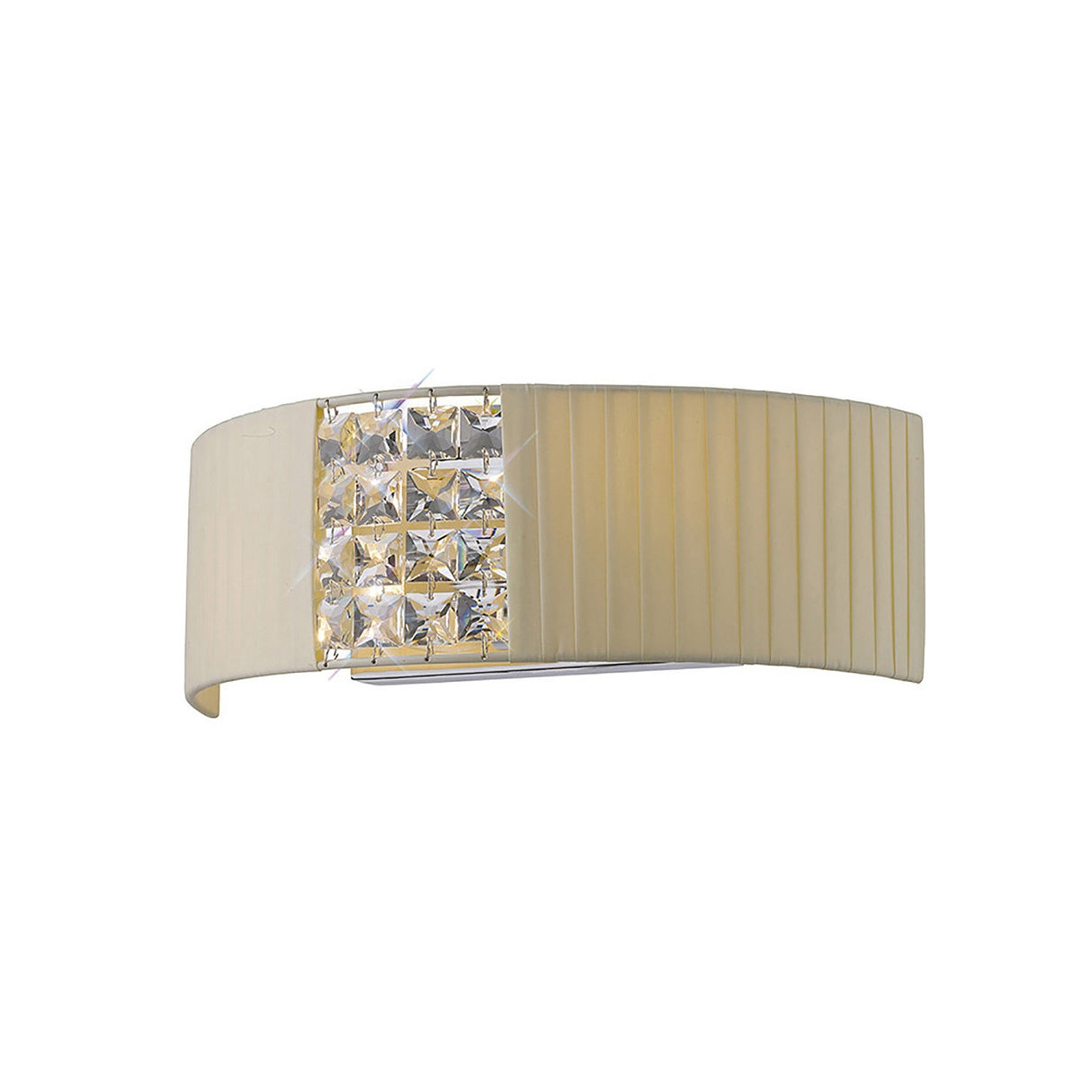 Evelyn 2 Light Crystal Wall Light - Chrome With Cream Shade