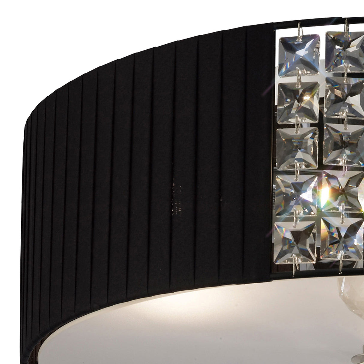 Evelyn 3 Light Crystal Flush Ceiling Light - Black