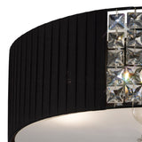 Evelyn 3 Light Crystal Flush Ceiling Light - Black