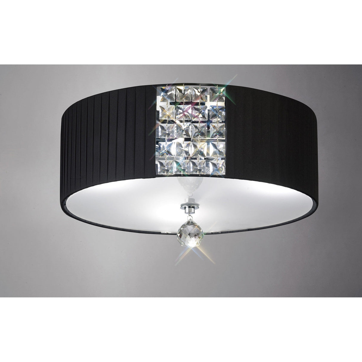 Evelyn 3 Light Crystal Flush Ceiling Light - Black