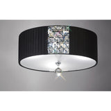 Evelyn 3 Light Crystal Flush Ceiling Light - Black