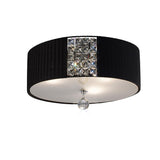 Evelyn 3 Light Crystal Flush Ceiling Light - Black