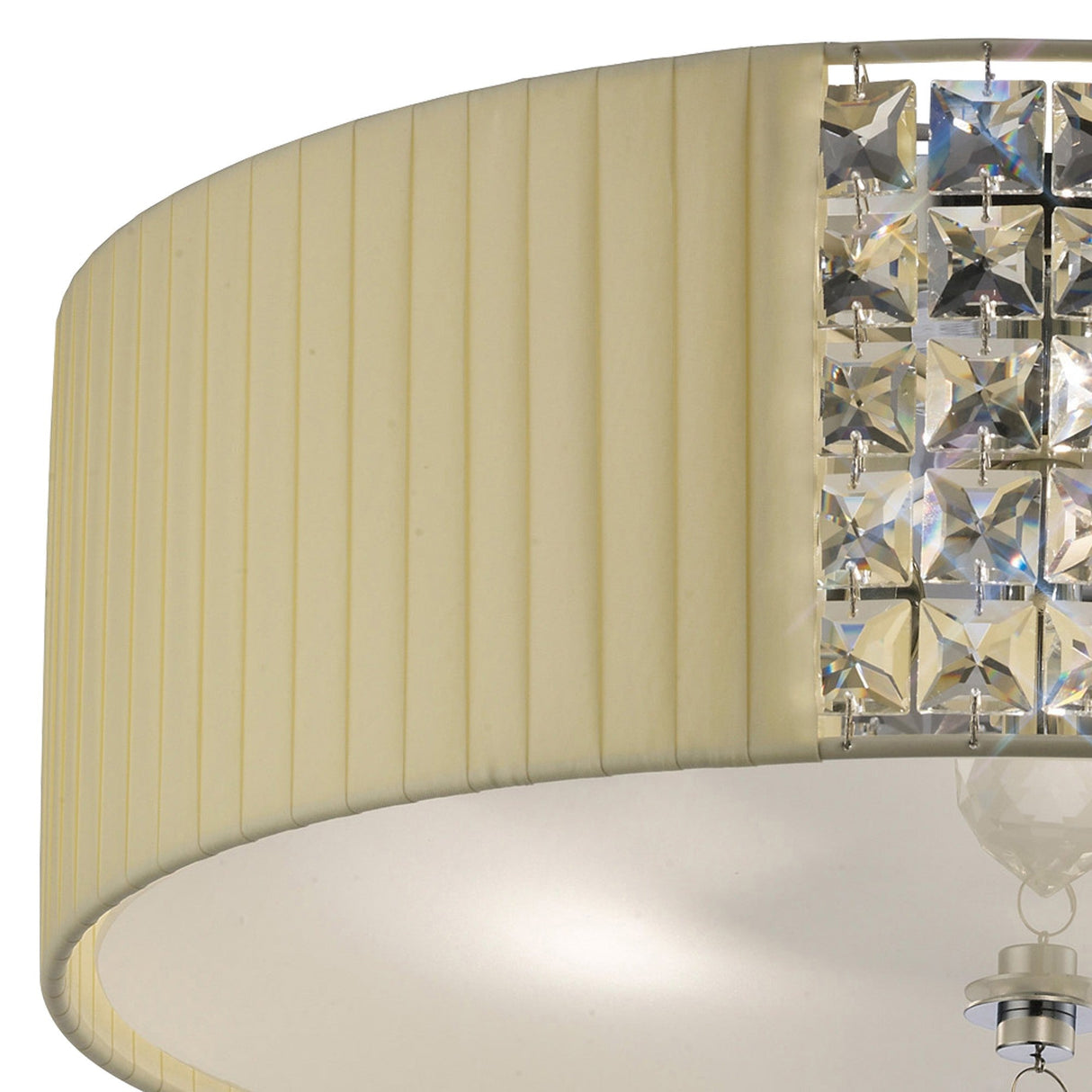 Evelyn 3 Light Crystal Flush Ceiling Light - Cream