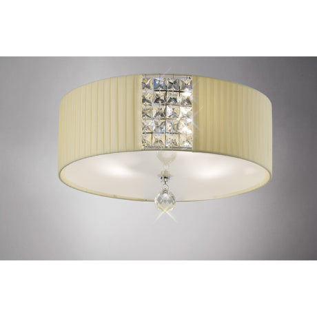 Evelyn 3 Light Crystal Flush Ceiling Light - Cream