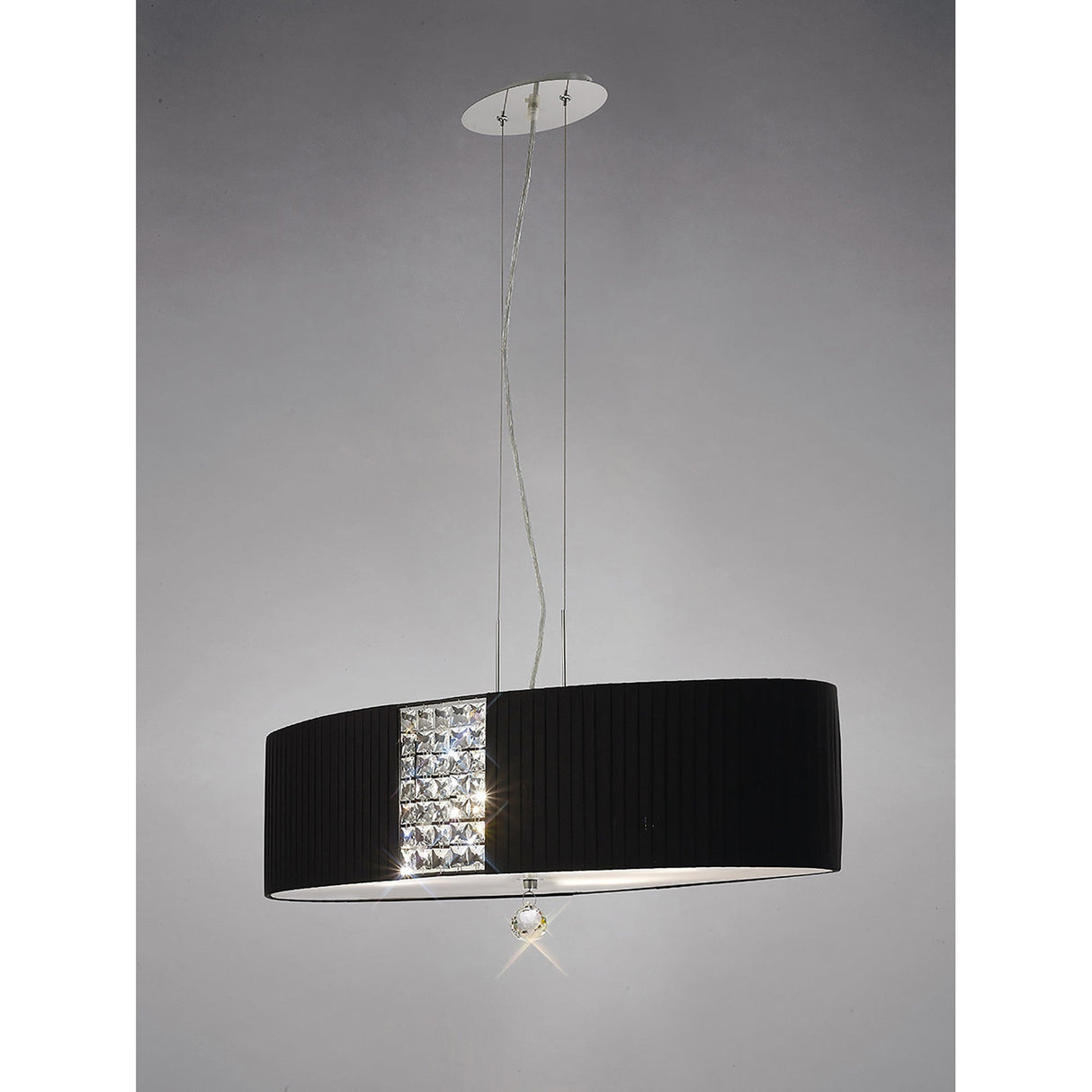 Evelyn 4 Light Crystal Linear Suspension Light/Semi-Flush - Chrome With Black Shade