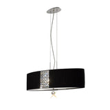 Evelyn 4 Light Crystal Linear Suspension Light/Semi-Flush - Chrome With Black Shade