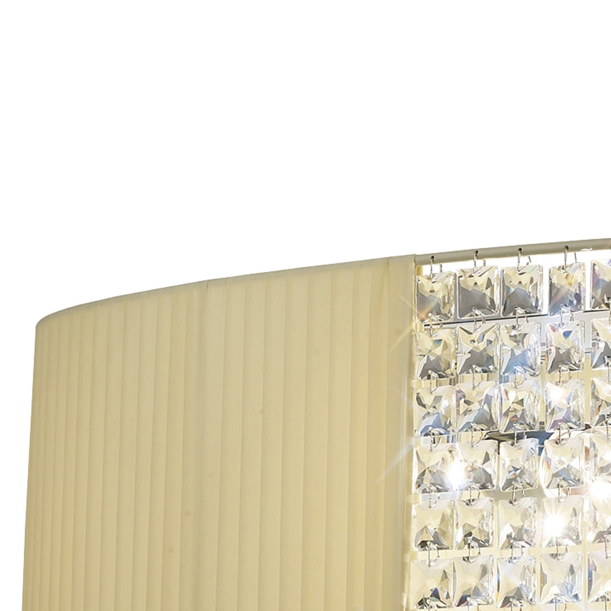 Evelyn 4 Light Crystal Linear Suspension Light/Semi-Flush - Chrome With Cream Shade