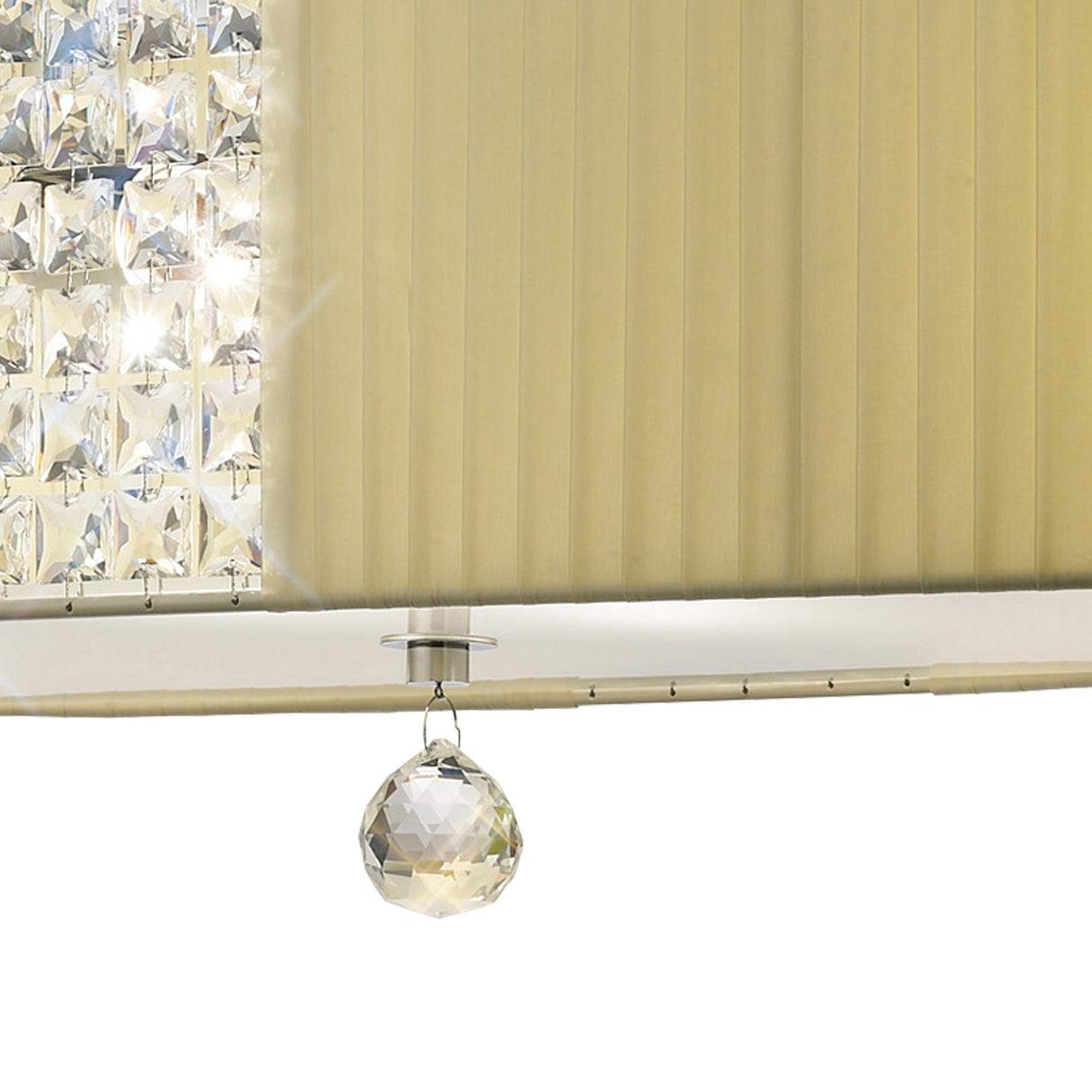 Evelyn 4 Light Crystal Linear Suspension Light/Semi-Flush - Chrome With Cream Shade