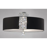 Evelyn 60cm 5 Light Crystal Suspension Light/Semi-Flush - Chrome With Black Shade