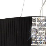 Evelyn 60cm 5 Light Crystal Suspension Light/Semi-Flush - Chrome With Black Shade