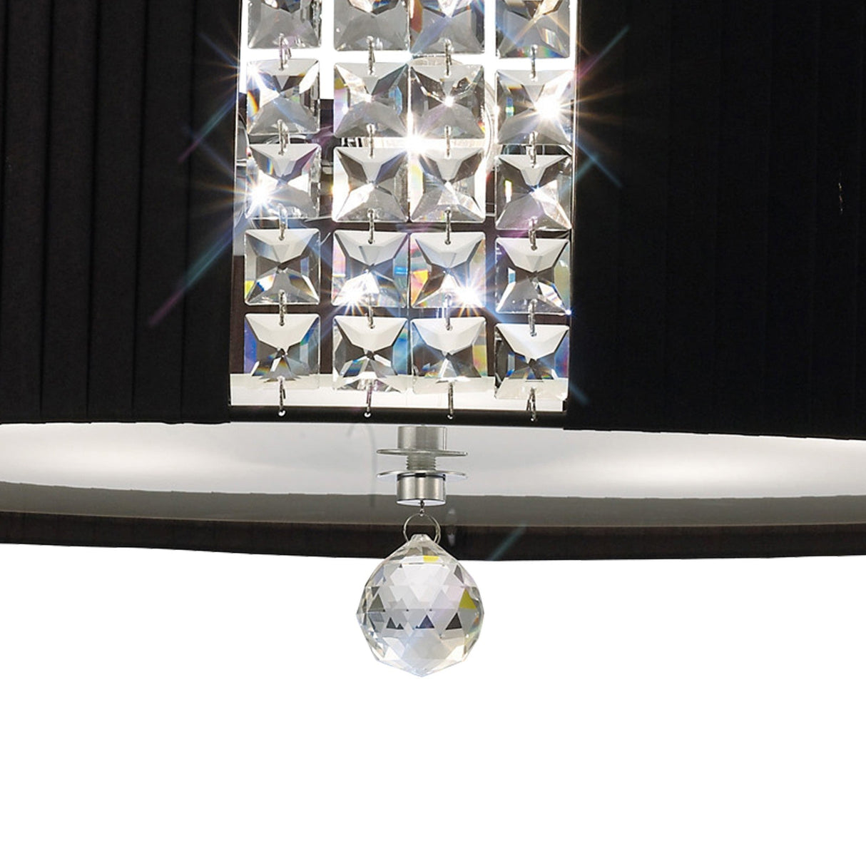 Evelyn 60cm 5 Light Crystal Suspension Light/Semi-Flush - Chrome With Black Shade