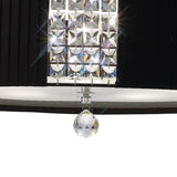 Evelyn 60cm 5 Light Crystal Suspension Light/Semi-Flush - Chrome With Black Shade