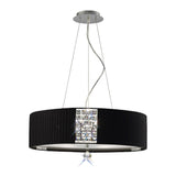 Evelyn 60cm 5 Light Crystal Suspension Light/Semi-Flush - Chrome With Black Shade