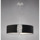 Evelyn 60cm 5 Light Crystal Suspension Light/Semi-Flush - Chrome With Black Shade