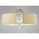 Evelyn 60cm 5 Light Crystal Suspension Light/Semi-Flush - Chrome With Cream Shade