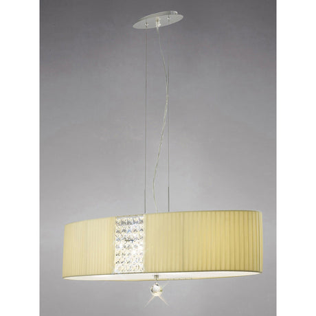 Evelyn 60cm 5 Light Crystal Suspension Light/Semi-Flush - Chrome With Cream Shade