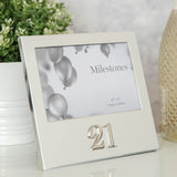 21st Birthday 3D Number Aluminium Photo Frame 6 x 4in - Silver