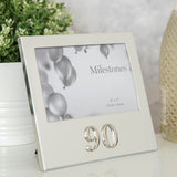 90th Birthday 3D Number Aluminium Photo Frame 6 x 4in - Silver