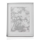 Silver shadow photo frame with white mount, slim rectangular border for an 8 x 6in print, shown upright on a plain white background.