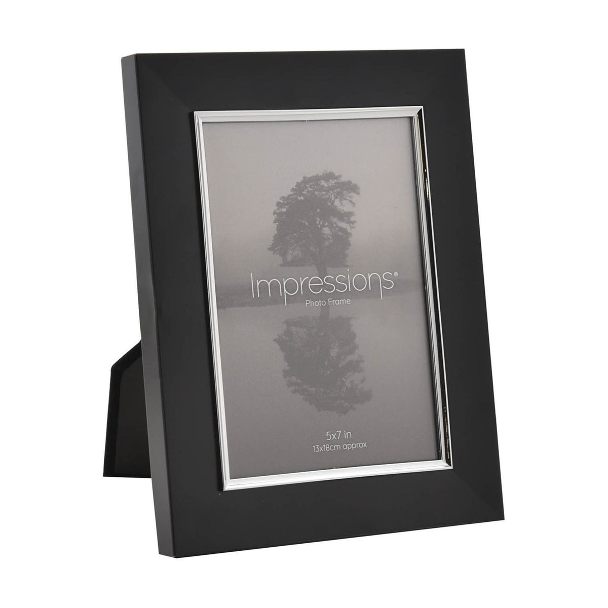 Rectangular Aluminium Photo Frame with Silver Border - Black