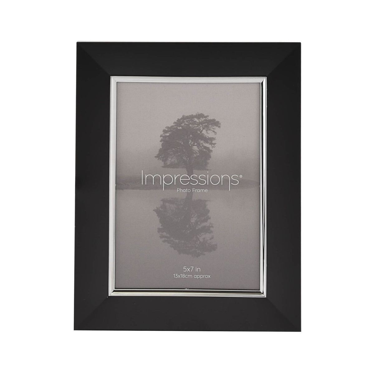 Rectangular Aluminium Photo Frame with Silver Border - Black