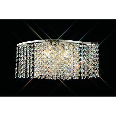 Fabio 2 Light Crystal Wall Light With Switch - Chrome