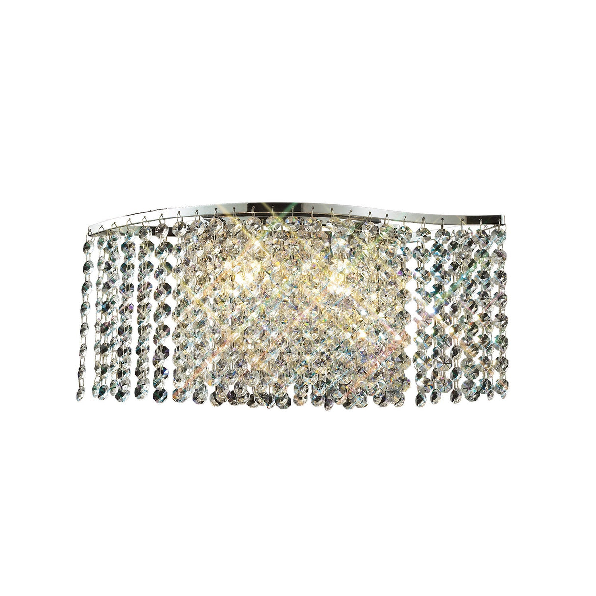 Fabio 2 Light Crystal Wall Light With Switch - Chrome