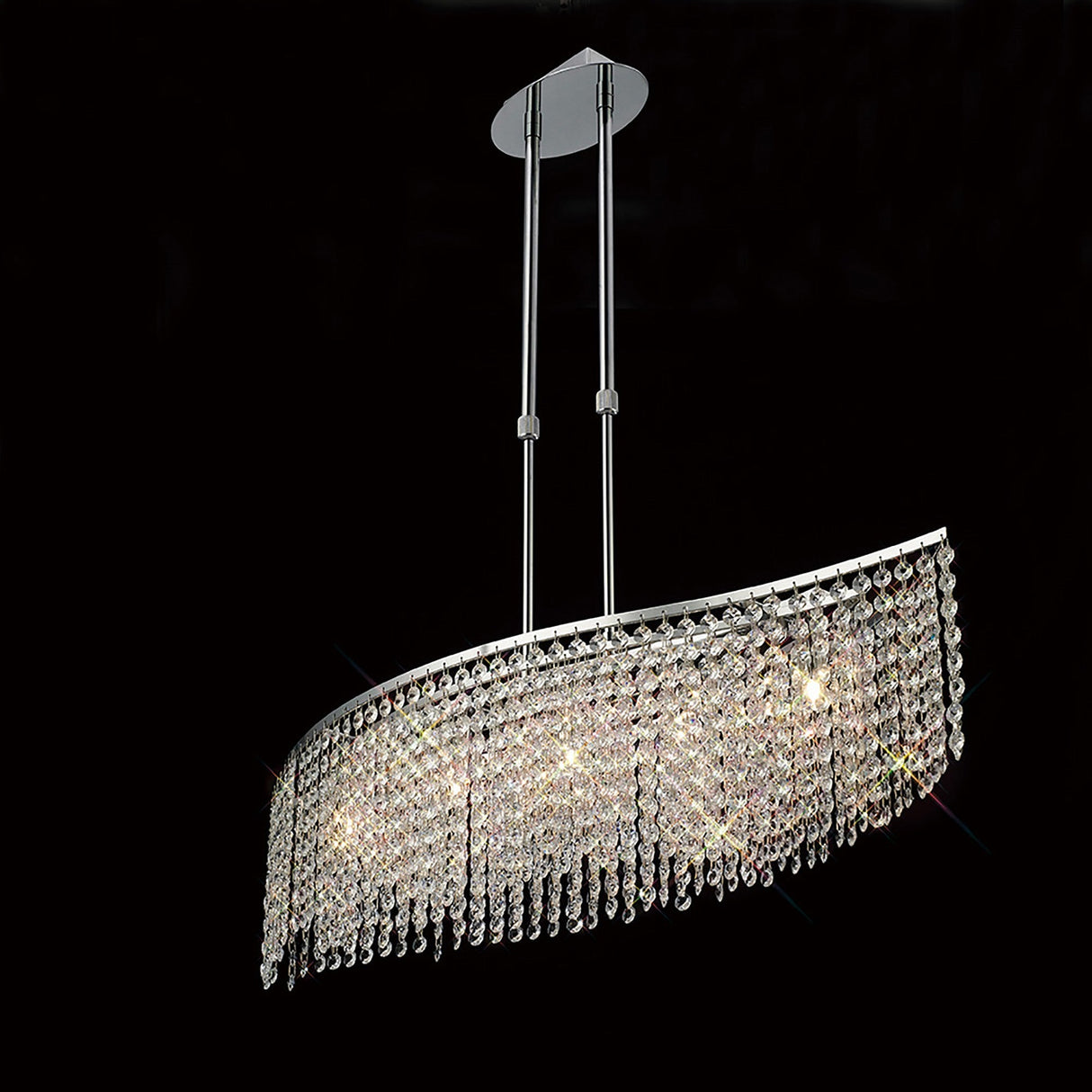 Fabio Telescopic 5 Light Crystal Linear Suspension Light - Chrome