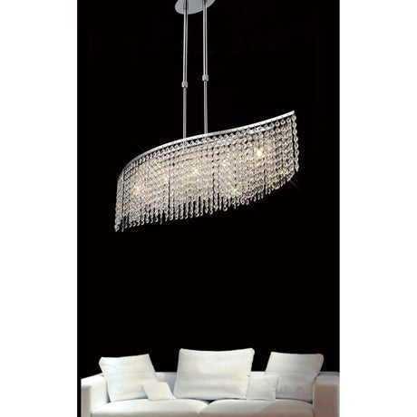 Fabio Telescopic 5 Light Crystal Linear Suspension Light - Chrome